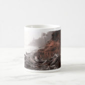 霧深いワシントン州の海岸線 コーヒーマグカップ (中央)