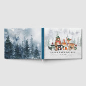 霧深い冬の森の森林動物の赤ちゃんシャワー ゲストブック (全面)