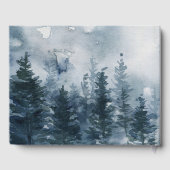 霧深い冬の森の森林動物の赤ちゃんシャワー ゲストブック (裏面)