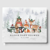 霧深い冬の森の森林動物の赤ちゃんシャワー ゲストブック (正面)