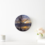 霧深い反射 ラウンド壁時計 (ホーム)