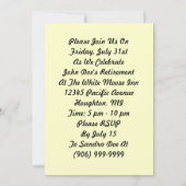 霧深い夕べの列車の退職のパーティの招待状! 招待状 (裏面)