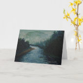 霧深い川の挨拶状 カード (黄色い花)