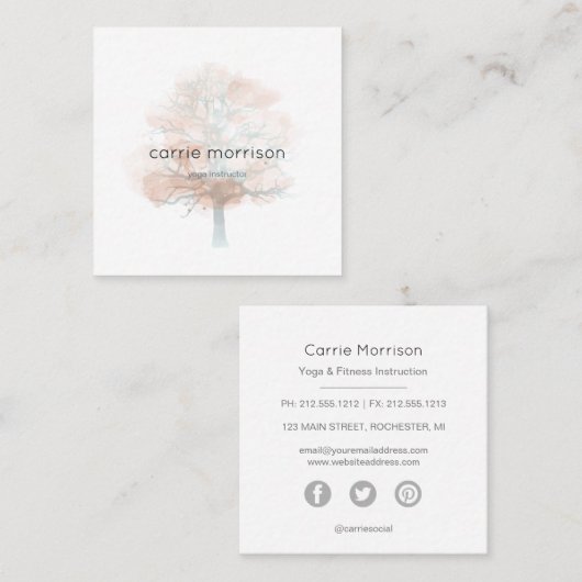 霧深い木の名刺 スクエア名刺 (正面/裏面)