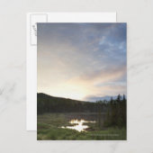 霧深い池上の日没 ポストカード (正面/裏面)