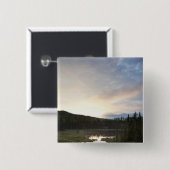 霧深い池上の日没 缶バッジ (正面&裏面)