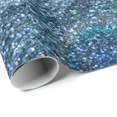 霧深く青いグリッターの孔雀の羽 ラッピングペーパー (ロールコーナー)