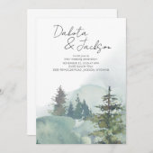 霧素朴の森の山の目的地の結婚式 招待状 (正面/裏面)