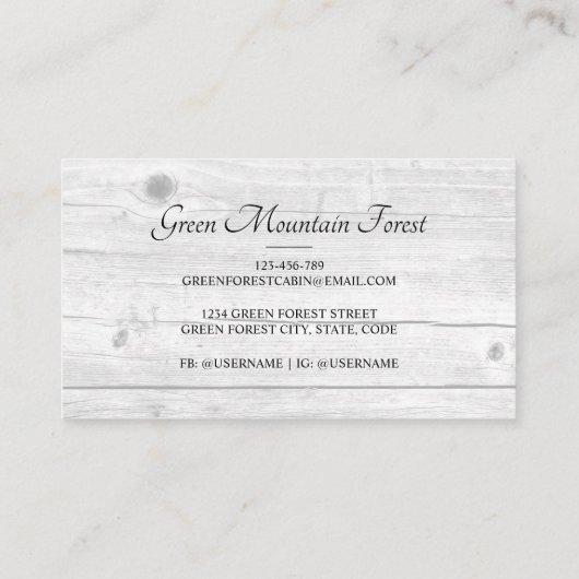 霧素朴の森の山小屋 名刺 (裏面)