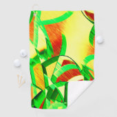 霧雨が降る赤いイメージの上に緑がかった縞模様 ゴルフタオル (インサイチュ)