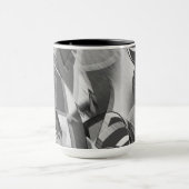 霧雨が降る黒いイメージの上に灰色の縞が見える マグカップ (中央)