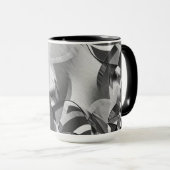 霧雨が降る黒いイメージの上に灰色の縞が見える マグカップ (正面右)