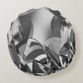 霧雨が降る黒いイメージの上に灰色の縞が見える ラウンドクッション (裏面)