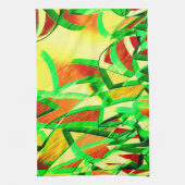 霧雨で赤いイメージの上に緑がかった筋 キッチンタオル (縦)