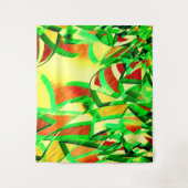 霧雨で赤いイメージの上に緑がかった筋 タペストリー (正面)