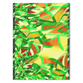 霧雨で赤いイメージの上に緑がかった筋 テーブルクロス (正面)