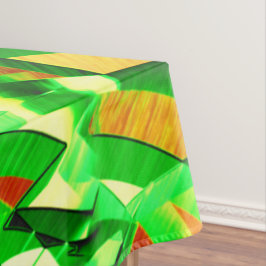 霧雨で赤いイメージの上に緑がかった筋 テーブルクロス