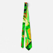 霧雨で赤いイメージの上に緑がかった筋 ネクタイ (裏面)