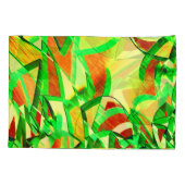 霧雨で赤いイメージの上に緑がかった筋 枕カバー (裏面-左)