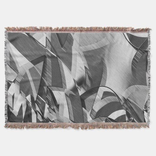 霧雨で黒いイメージの上に灰色のストリーク スローブランケット (正面)
