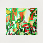 霧雨のオレンジ色の赤い画像に緑がかった筋 タペストリー (正面(横))