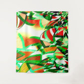 霧雨のオレンジ色の赤い画像に緑がかった筋 タペストリー (正面)