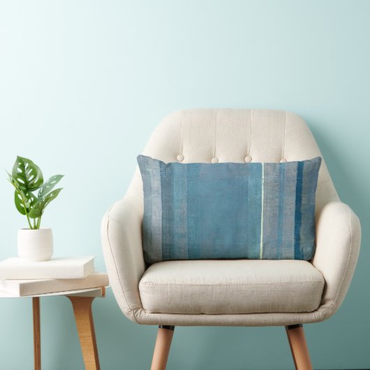 「霧」の灰色および青の抽象美術の枕 ランバークッション (椅子)