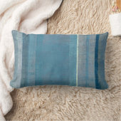 「霧」の灰色および青の抽象美術の枕 ランバークッション (ブランケット)