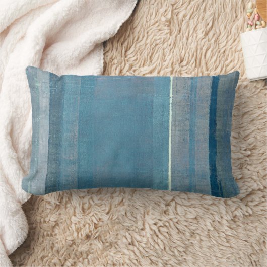 「霧」の灰色および青の抽象美術の枕 ランバークッション (ブランケット)