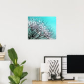 露きらめくタンデヨンアクアシアン背景 ポスター (ホームオフィス)