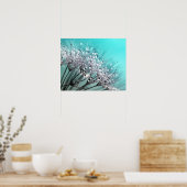 露きらめくタンデヨンアクアシアン背景 ポスター (キッチン)