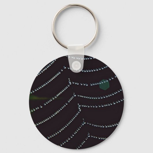 露に覆われたクモの巣 キーホルダー (正面)