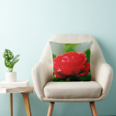 露に覆われた赤いバラ クッション (椅子)