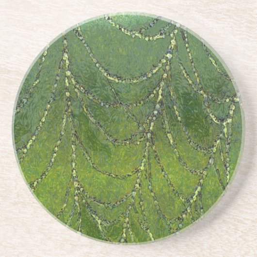 露の水滴を有するスパイダーウェブ抽象芸術 コースター (正面)