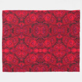 露の花の赤いバラ – 写真 フリースブランケット (正面(横))