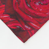 露の花の赤いバラ – 写真 フリースブランケット (角)