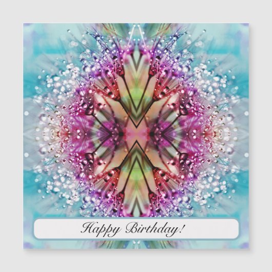 露カラフル滴に覆われたタンポポ (正面)