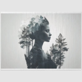 露出した森林分離帯以上の女性 薄葉紙