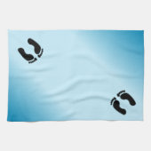 露出した足跡（青） キッチンタオル (横)