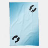 露出した足跡（青） キッチンタオル (縦)