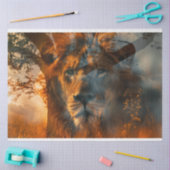 露出デコページ上のライオンの森 薄葉紙 (クラフト)