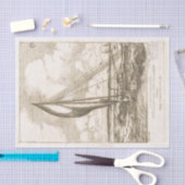 露水フランスの上での帆船のエッチング 薄葉紙 (クラフト)