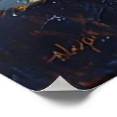 露鮮やか油塗装紫バラ ポスター (角)