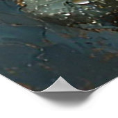 露鮮やか油絵付き黄色のバラ ポスター (角)