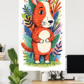 青々お洒落とした葉に囲まれた動物 ポスター (ホームオフィス)