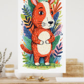 青々お洒落とした葉に囲まれた動物 ポスター (キッチン)