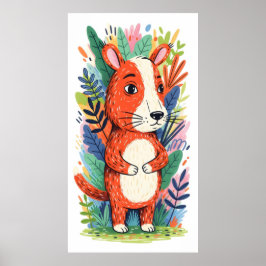 青々お洒落とした葉に囲まれた動物 ポスター