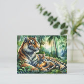 青々としたジャングルウォーターの色絵を描の虎 ポストカード (スタンド正面)