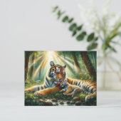 青々としたジャングルウォーターの色絵を描の虎 ポストカード (スタンド正面)