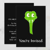 青々とした緑の黒ヘビの漫画 招待状 (正面/裏面)